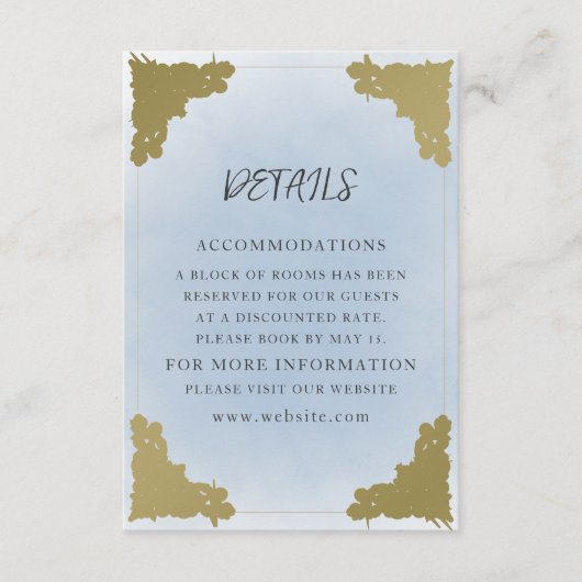 Carte D'accompagnement Elégant bleu Dusty Vintage (Devant)