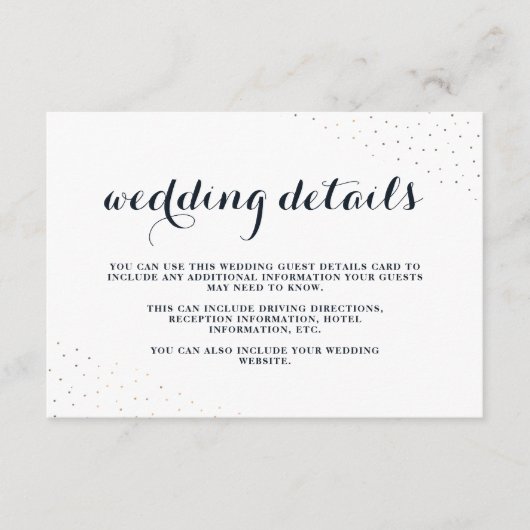 Carte D'accompagnement Elégant bleu et blanc avec points Détails du Maria (Devant)