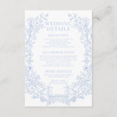 Carte D'accompagnement Elégant bleu fleuri wreath boho détails mariage (Devant)