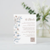 Carte D'accompagnement Élégant bleu floral (Debout devant)