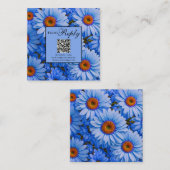 Carte D'accompagnement Elégant bleu floral marguerites tournesol code QR (Devant / Derrière)