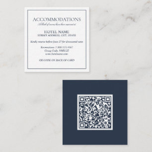 Carte D'accompagnement Élégant bleu marine Classic Script QR Code Mariage