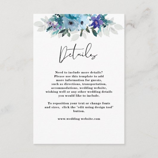 Carte D'accompagnement Elégant bleu pourpre pourpre pourpre détails maria (Devant)