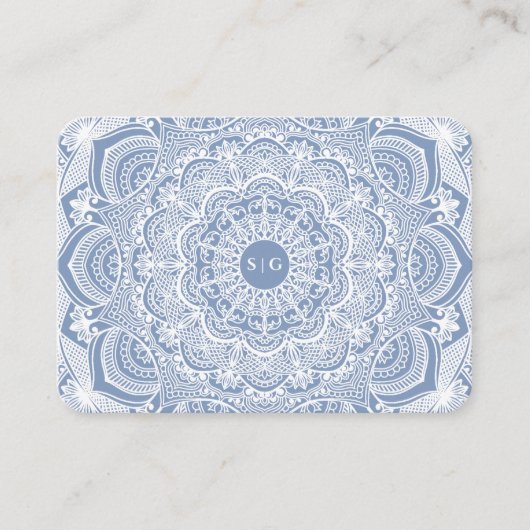 Carte D'accompagnement Elégant bleu poussiéreux en dentelle blanche class (Devant)