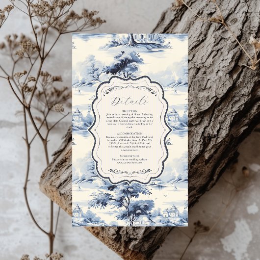Carte D'accompagnement Elégant bleu Vintage Floral Mariage