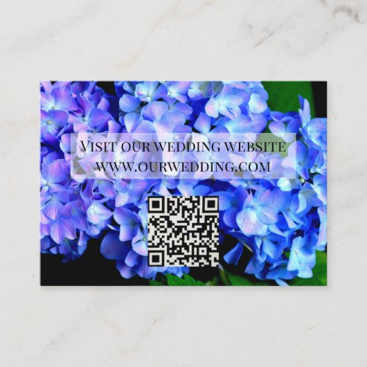Carte D'accompagnement Elégant bleu violet hydrangée florale QR code (Devant)
