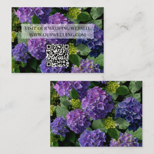 Carte D'accompagnement Elégant bleu violet magenta hydrangea fleuri QR (Devant / Derrière)