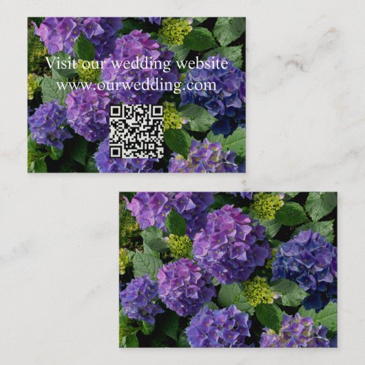 Carte D'accompagnement Elégant bleu violet magenta hydrangea fleuri QR (Devant / Derrière)