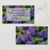 Carte D'accompagnement Elégant bleu violet magenta vert hydrangée florale (Devant / Derrière)