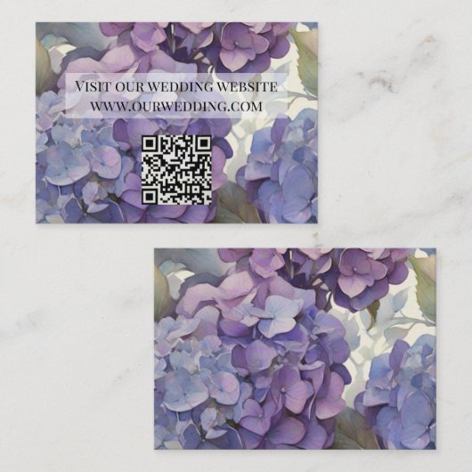 Carte D'accompagnement Elégant bleu violet poussiéreux hydrangée QR (Devant / Derrière)