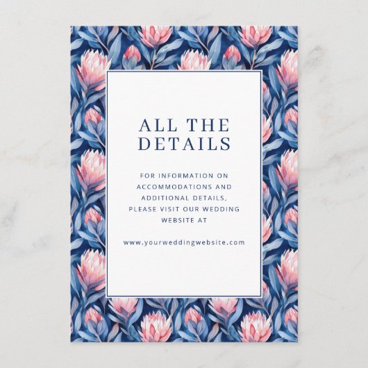 Carte D'accompagnement Elegant Blue and Pink Floral Pattern (Devant)