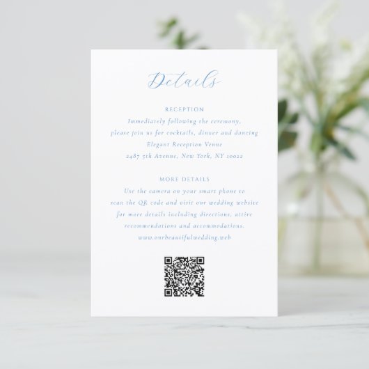 Carte D'accompagnement Elegant Blue and White Coastal Chic Wedding (Debout devant)