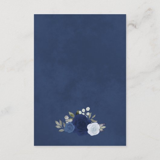 Carte D'accompagnement Elegant Blue Boho Rose Détails Mariage QR Code (Dos)