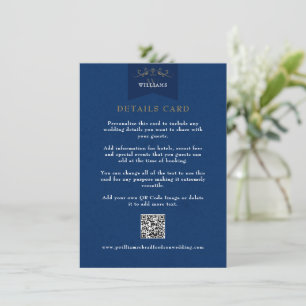 Carte D'accompagnement Elegant Blue Chic Chapitre Page Détails du Mariage