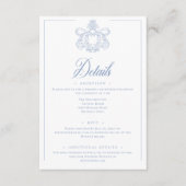 Carte D'accompagnement Elégant Blue Chinoiserie Bird Crest Mariage Détail (Devant)