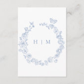 Carte D'accompagnement Elégant Blue Chinoiserie Bird Crest Mariage Détail (Dos)