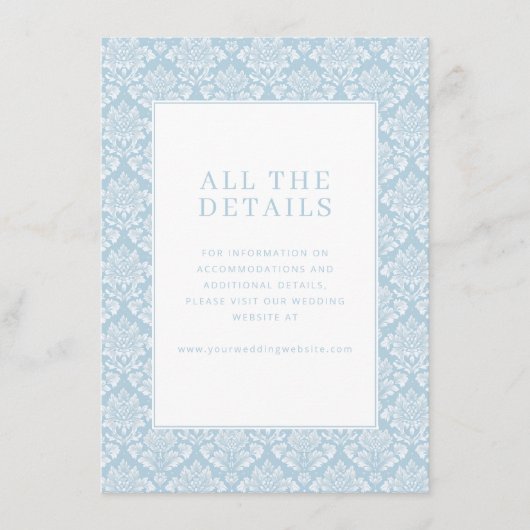 Carte D'accompagnement Elegant Blue Damask (Devant)