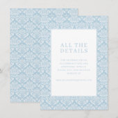 Carte D'accompagnement Elegant Blue Damask (Devant / Derrière)