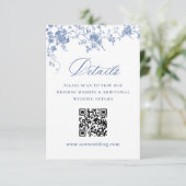 Carte D'accompagnement Elégant Blue French Garden Floral Détails Mariage (Debout devant)