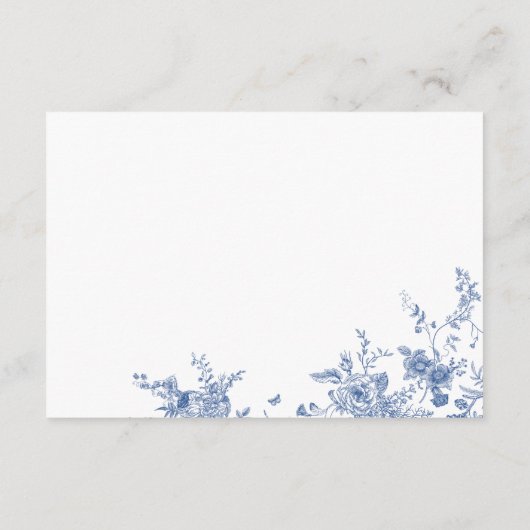 Carte D'accompagnement Elégant Blue French Garden Floral Détails Mariage (Dos)