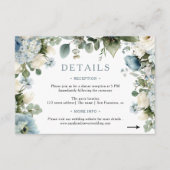 Carte D'accompagnement Elégant Blue Hydrangea Ivory Rose Détails Mariage (Devant)