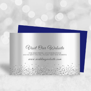 Carte D'accompagnement Elégant Blue Silver Foil Parties scintillant site 
