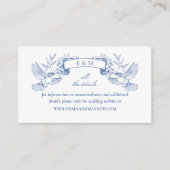 Carte D'accompagnement Elégant Blue Toile Oiseaux Baroque Site Mariage (Devant)