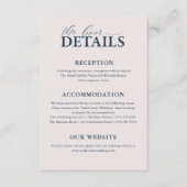 Carte D'accompagnement Elegant Blush & Blue Typography Détails du Mariage (Devant)
