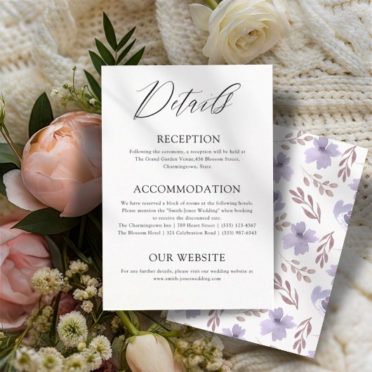 Carte D'accompagnement Elegant Blush & Blue Typography Détails du Mariage