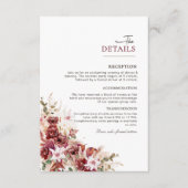 Carte D'accompagnement Elegant Blush & Burgundy Wedding Information Card (Devant)