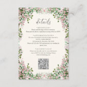 Carte D'accompagnement Elegant Blush Garden Wedding Details with QR code (Devant)