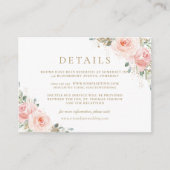 Carte D'accompagnement Elégant Blush Rose Floral Gold Détails du Mariage (Devant)
