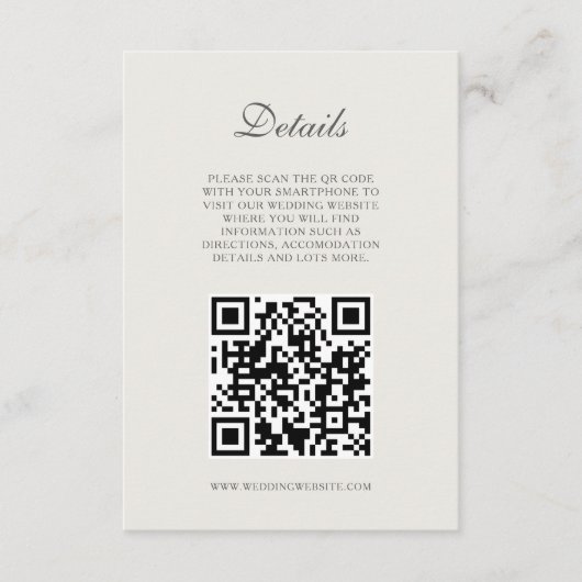 Carte D'accompagnement Elégant Blush Rose Mariage QR code Détails (Devant)