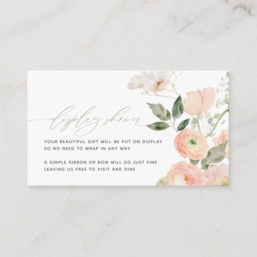 Carte D'accompagnement Elégant Blush & Sage Vert Fleurs Affichage Douche (Devant)