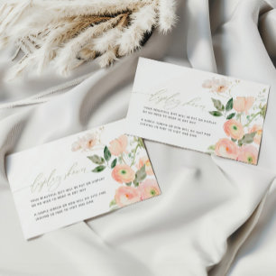 Carte D'accompagnement Elégant Blush & Sage Vert Fleurs Affichage Douche