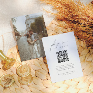Carte D'accompagnement Elégant Bohème moderne photo QR Code Mariage RSVP