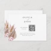 Carte D'accompagnement Elegant Bohemian Pampas Grass Wedding Website (Devant / Derrière)