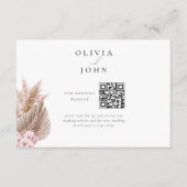 Carte D'accompagnement Elegant Bohemian Pampas Grass Wedding Website (Devant)