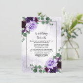 Carte D'accompagnement Elégant Boho Airy Floral Purple et Mariage Argent (Debout devant)