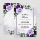 Carte D'accompagnement Elégant Boho Airy Floral Purple et Mariage Argent (Devant / Derrière)