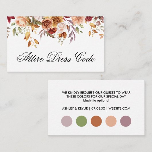 Carte D'accompagnement Elégant Boho Fleur sauvage Mariage Attire Code rob (Devant / Derrière)