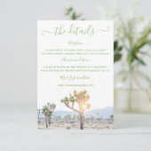 Carte D'accompagnement Elegant Boho Green Joshua Tree Détails du Mariage (Debout devant)