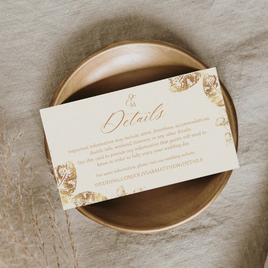 Carte D'accompagnement Elegant Boho | Mariage d'automne d'or
