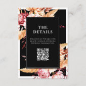 Carte D'accompagnement Élégant Boho noir Chic Floral Mariage (Devant)