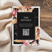 Carte D'accompagnement Élégant Boho noir Chic Floral Mariage