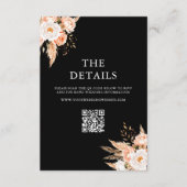 Carte D'accompagnement Élégant Boho noir Chic Floral Mariage de automne (Devant)