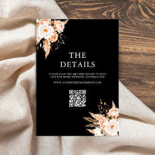 Carte D'accompagnement Élégant Boho noir Chic Floral Mariage de automne