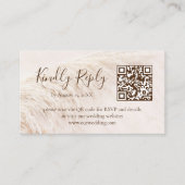 Carte D'accompagnement Elegant Boho Pampas Grass Wedding RSVP Card (Devant)