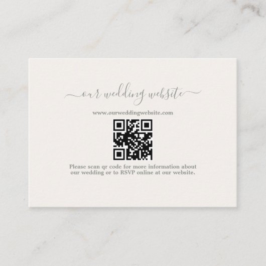 Carte D'accompagnement Elegant Boho QR Code Sage Green Mariage Website (Devant)