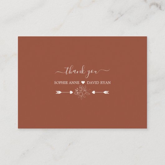 Carte D'accompagnement Elegant Boho QR Code Site Mariage en terre cuite (Dos)